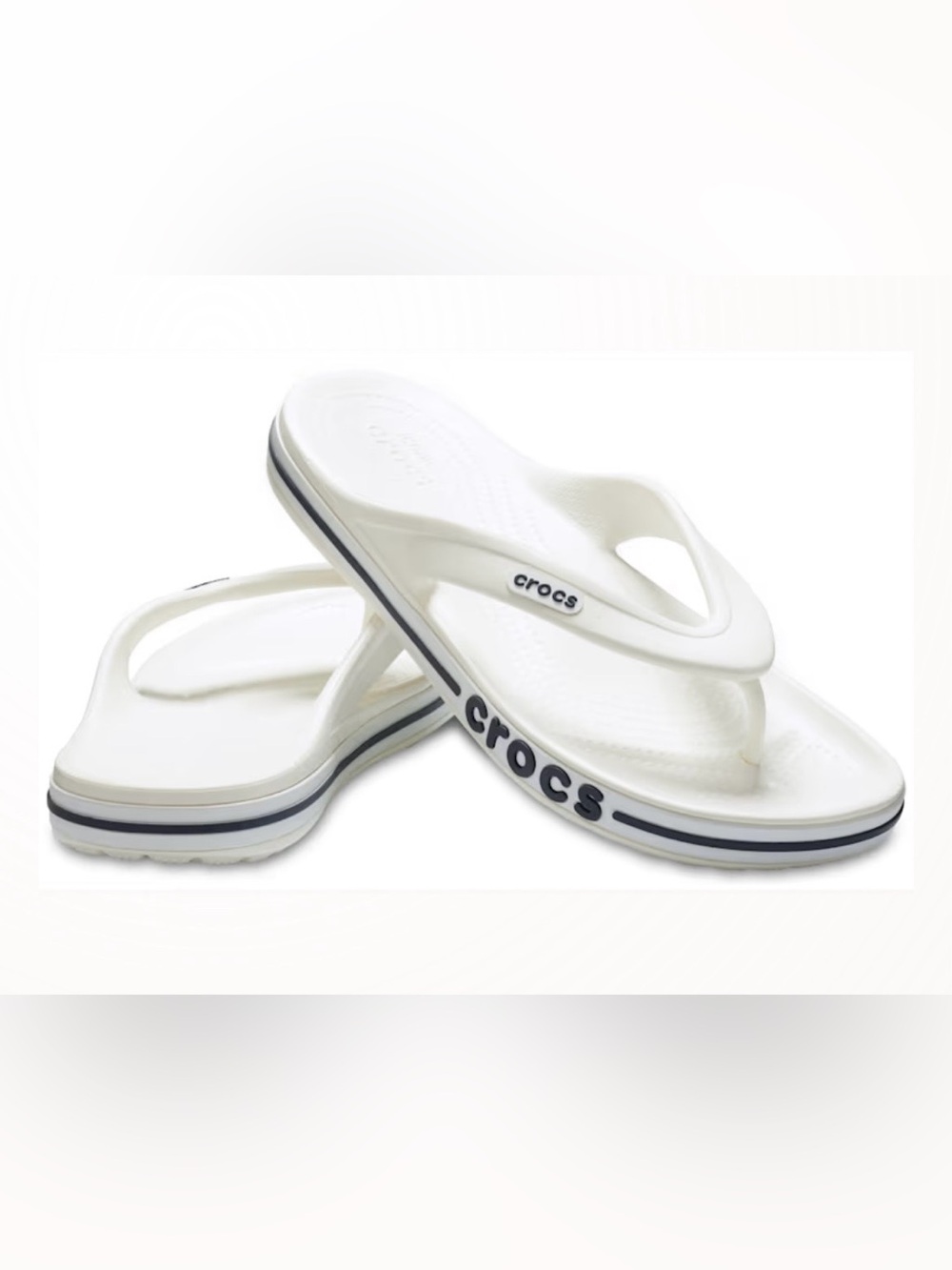 CROCS Bayaband Flip in White with Navy Trim